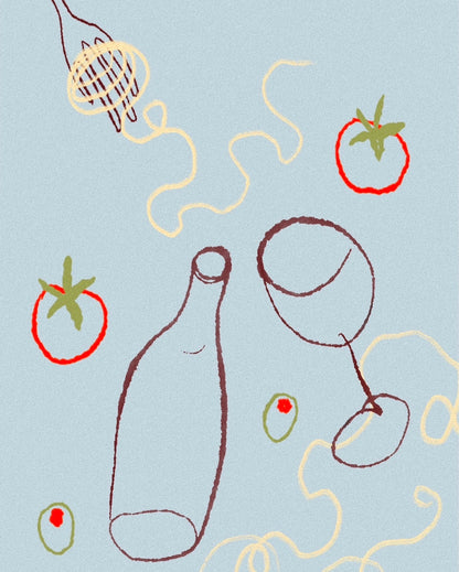 "Buon Cibo, Buon Vino, Buoni Amici" Art Print